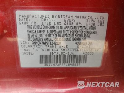 Zdjęcie 12 z 12 samochodu: 2015 NISSAN VERSA S VIN:3N1CN7AP7FL842237 - miniatura