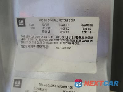 Zdjęcie 14 z 14 samochodu: 2001 PONTIAC GRAND AM SE1 VIN:1G2NF52E81M567680 - miniatura