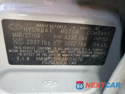 Zdjęcie 15 z 15 samochodu: 2004 HYUNDAI SONATA GLS VIN:KMHWF35H84A059270 - miniatura