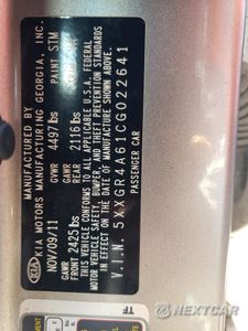 Zdjęcie 12 z 12 samochodu: 2012 KIA OPTIMA SX VIN:5XXGR4A61CG022641 - miniatura
