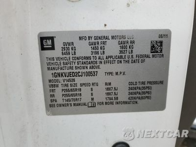 Zdjęcie 14 z 14 samochodu: 2012 CHEVROLET TRAVERSE LT VIN:1GNKVJED2CJ100537 - miniatura