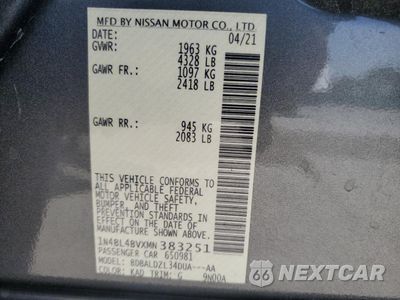 Zdjęcie 13 z 13 samochodu: 2021 NISSAN ALTIMA S VIN:1N4BL4BVXMN383251 - miniatura