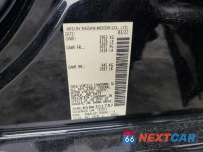 Zdjęcie 12 z 12 samochodu: 2022 NISSAN ALTIMA SV VIN:1N4BL4DV3NN351787 - miniatura
