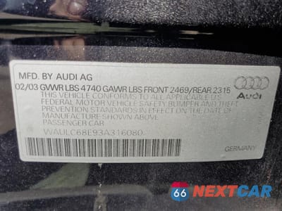 Zdjęcie 12 z 12 samochodu: 2003 AUDI A4 1.8T QUATTRO VIN:WAULC68E93A316080 - miniatura