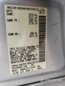 Zdjęcie 12 z 12 samochodu: 2015 NISSAN ALTIMA 2.5 VIN:1N4AL3AP2FC462839 - miniatura