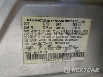 Zdjęcie 12 z 12 samochodu: 2007 NISSAN ALTIMA 2.5 VIN:1N4AL21E27C146139 - miniatura