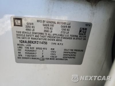 Zdjęcie 12 z 12 samochodu: 2015 CHEVROLET EQUINOX 4D VIN:1GNALBEK2FZ114756 - miniatura