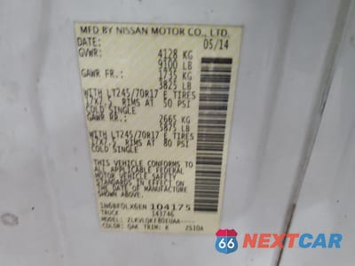 Zdjęcie 13 z 13 samochodu: 2014 NISSAN NV 2500 VIN:1N6BF0LX6EN104175 - miniatura