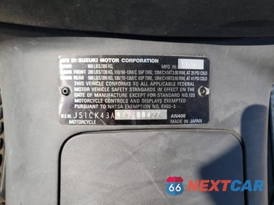 Zdjęcie 10 z 11 samochodu: 2004 SUZUKI AN400 K3 VIN:JS1CK43A942100427 - miniatura