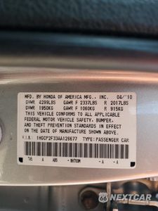 Zdjęcie 14 z 14 samochodu: 2010 HONDA ACCORD LX VIN:1HGCP2F33AA126677 - miniatura