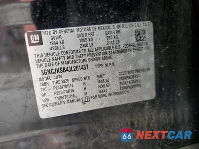 Zdjęcie 12 z 12 samochodu: 2018 CHEVROLET TRAX LS VIN:3GNCJKSB4JL261437 - miniatura