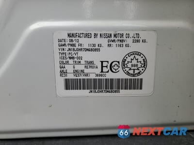 Zdjęcie 13 z 13 samochodu: 2013 INFINITI EX37 BASE VIN:JN1BJ0HR7DM480855 - miniatura