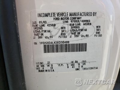 Zdjęcie 12 z 12 samochodu: 2003 FORD F350 SRW SUPER DUTY VIN:1FDSX34LX3ED50488 - miniatura
