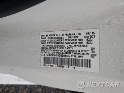 Zdjęcie 15 z 15 samochodu: 2016 HONDA ODYSSEY TOURING VIN:5FNRL5H93GB008457 - miniatura