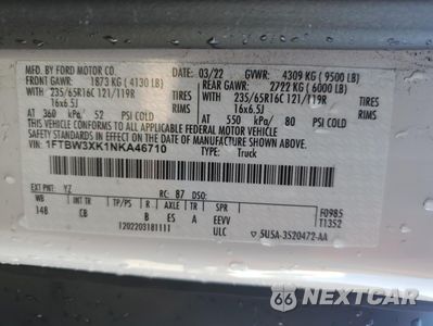 Zdjęcie 13 z 13 samochodu: 2022 FORD TRANSIT T-350 VIN:1FTBW3XK1NKA46710 - miniatura