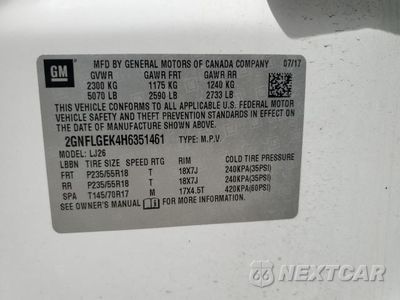 Zdjęcie 13 z 13 samochodu: 2017 CHEVROLET EQUINOX PREMIER VIN:2GNFLGEK4H6351461 - miniatura
