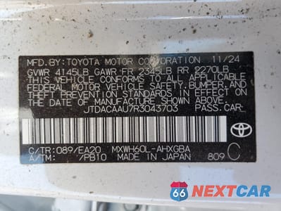 Zdjęcie 12 z 12 samochodu: 2024 TOYOTA PRIUS LE VIN:JTDACAAU7R3043703 - miniatura
