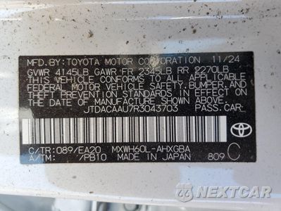 Zdjęcie 12 z 12 samochodu: 2024 TOYOTA PRIUS LE VIN:JTDACAAU7R3043703 - miniatura