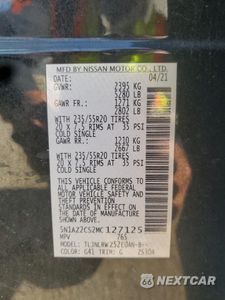 Zdjęcie 12 z 15 samochodu: 2021 NISSAN MURANO SL VIN:5N1AZ2CS2MC127125 - miniatura