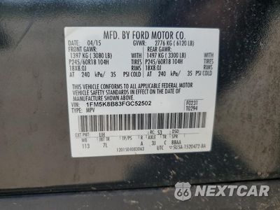 Zdjęcie 13 z 15 samochodu: 2015 FORD EXPLORER VIN:1FM5K8B83FGC52502 - miniatura