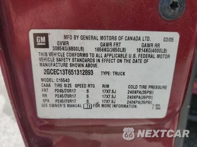 Zdjęcie 13 z 13 samochodu: 2005 CHEVROLET SILVERADO C1500 VIN:2GCEC13T651312893 - miniatura