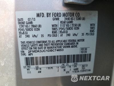 Zdjęcie 13 z 13 samochodu: 2013 FORD EDGE SEL VIN:2FMDK3JC1DBC74653 - miniatura