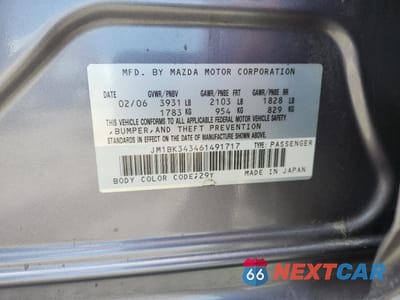 Zdjęcie 12 z 14 samochodu: 2006 MAZDA 3 HATCHBACK VIN:JM1BK343461491717 - miniatura