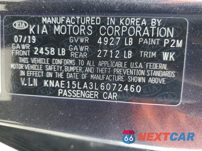 Zdjęcie 12 z 14 samochodu: 2020 KIA STINGER VIN:KNAE15LA3L6072460 - miniatura