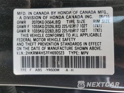 Zdjęcie 13 z 15 samochodu: 2015 HONDA CR-V EX VIN:2HKRM4H57FH690523 - miniatura
