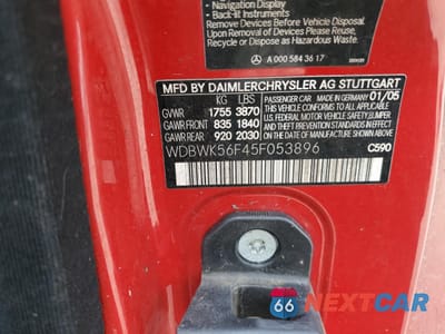 Zdjęcie 12 z 12 samochodu: 2005 MERCEDES-BENZ SLK 350 VIN:WDBWK56F45F053896 - miniatura