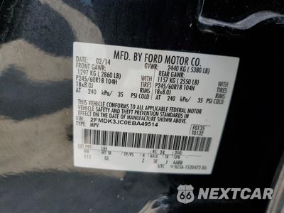 Zdjęcie 14 z 14 samochodu: 2014 FORD EDGE SEL VIN:2FMDK3JC0EBA49514 - miniatura