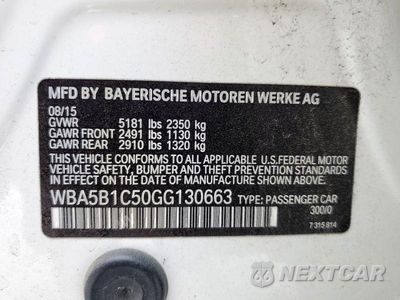 Zdjęcie 12 z 12 samochodu: 2016 BMW 535 I VIN:WBA5B1C50GG130663 - miniatura