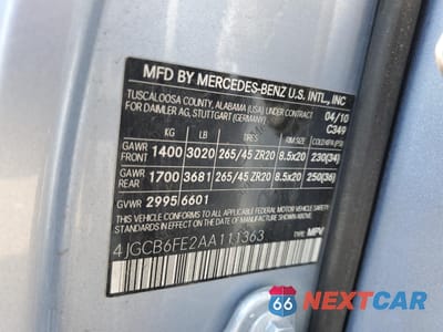 Zdjęcie 12 z 12 samochodu: 2010 MERCEDES-BENZ R 350 4MATIC VIN:4JGCB6FE2AA111363 - miniatura