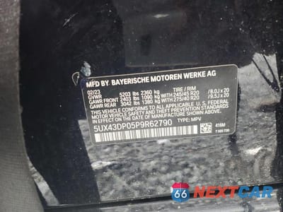 Zdjęcie 12 z 12 samochodu: 2023 BMW X3 SDRIVE30I SDRIVE30I VIN:5UX43DP05P9R62790 - miniatura
