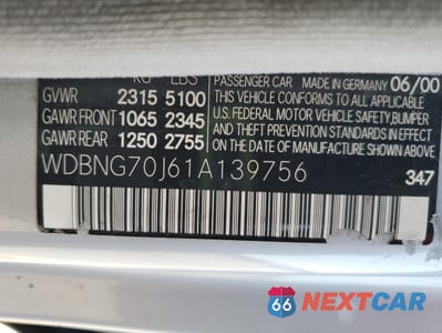 Zdjęcie 13 z 15 samochodu: 2001 MERCEDES-BENZ S 430 VIN:WDBNG70J61A139756 - miniatura