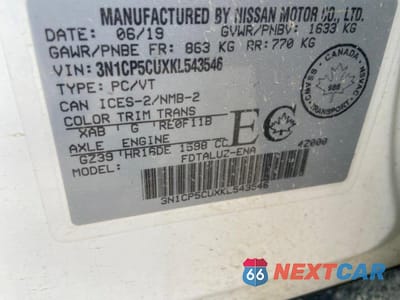 Zdjęcie 14 z 14 samochodu: 2019 NISSAN KICKS S VIN:3N1CP5CUXKL543546 - miniatura