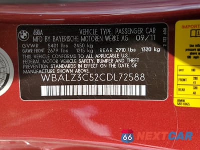 Zdjęcie 12 z 12 samochodu: 2012 BMW 650 I VIN:WBALZ3C52CDL72588 - miniatura