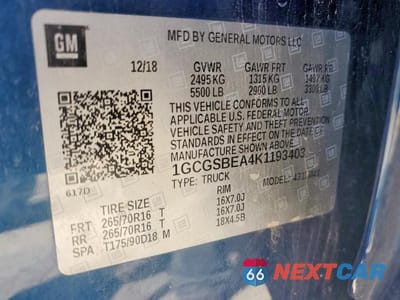 Zdjęcie 12 z 12 samochodu: 2019 CHEVROLET COLORADO VIN:1GCGSBEA4K1193403 - miniatura