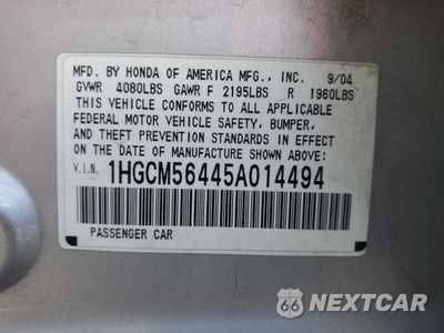Zdjęcie 12 z 12 samochodu: 2005 HONDA ACCORD LX VIN:1HGCM56445A014494 - miniatura