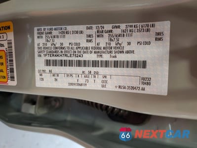 Zdjęcie 13 z 14 samochodu: 2024 FORD RANGER LARIAT VIN:1FTER4KH7RLE75243 - miniatura