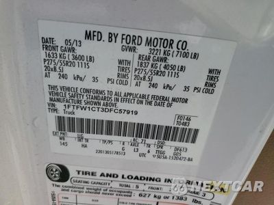 Zdjęcie 12 z 12 samochodu: 2013 FORD F150 SUPERCREW VIN:1FTFW1CT3DFC57919 - miniatura