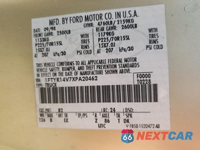 Zdjęcie 12 z 12 samochodu: 1999 FORD RANGER SUPER CAB VIN:1FTYR14V7XPA20462 - miniatura