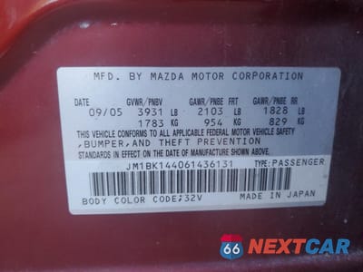 Zdjęcie 12 z 14 samochodu: 2006 MAZDA 3 HATCHBACK VIN:JM1BK144061436131 - miniatura