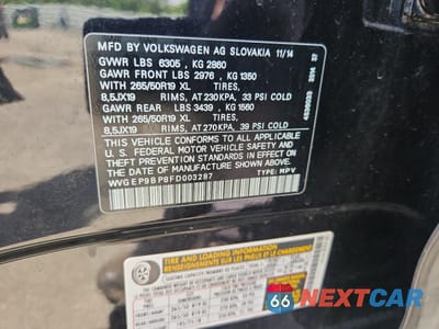 Zdjęcie 12 z 12 samochodu: 2015 VOLKSWAGEN TOUAREG V6 TDI VIN:WVGEP9BP8FD003287 - miniatura