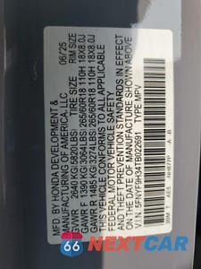 Zdjęcie 13 z 16 samochodu: 2026 HONDA PASSPORT RTL VIN:5FNYF9H34TB022691 - miniatura