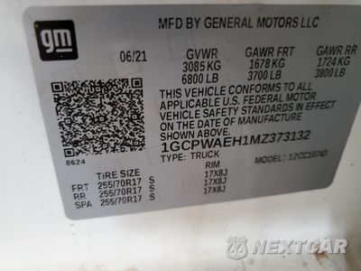 Zdjęcie 12 z 15 samochodu: 2021 CHEVROLET SILVERADO C1500 VIN:1GCPWAEH1MZ373132 - miniatura