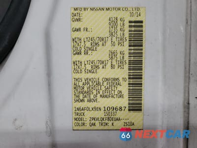 Zdjęcie 13 z 15 samochodu: 2014 NISSAN NV 2500 VIN:1N6AF0LX9EN109687 - miniatura