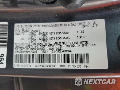 Zdjęcie 12 z 15 samochodu: 2022 TOYOTA TACOMA DOUBLE CAB VIN:3TMCZ5AN9NM471823 - miniatura