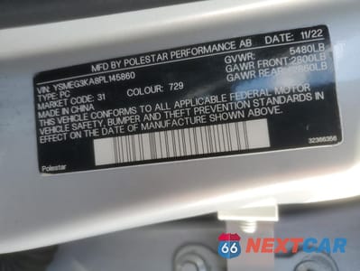 Zdjęcie 12 z 12 samochodu: 2023 POLESTAR 2 VIN:YSMEG3KA8PL145860 - miniatura