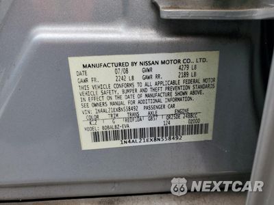 Zdjęcie 12 z 12 samochodu: 2008 NISSAN ALTIMA 2.5 VIN:1N4AL21EX8N558492 - miniatura